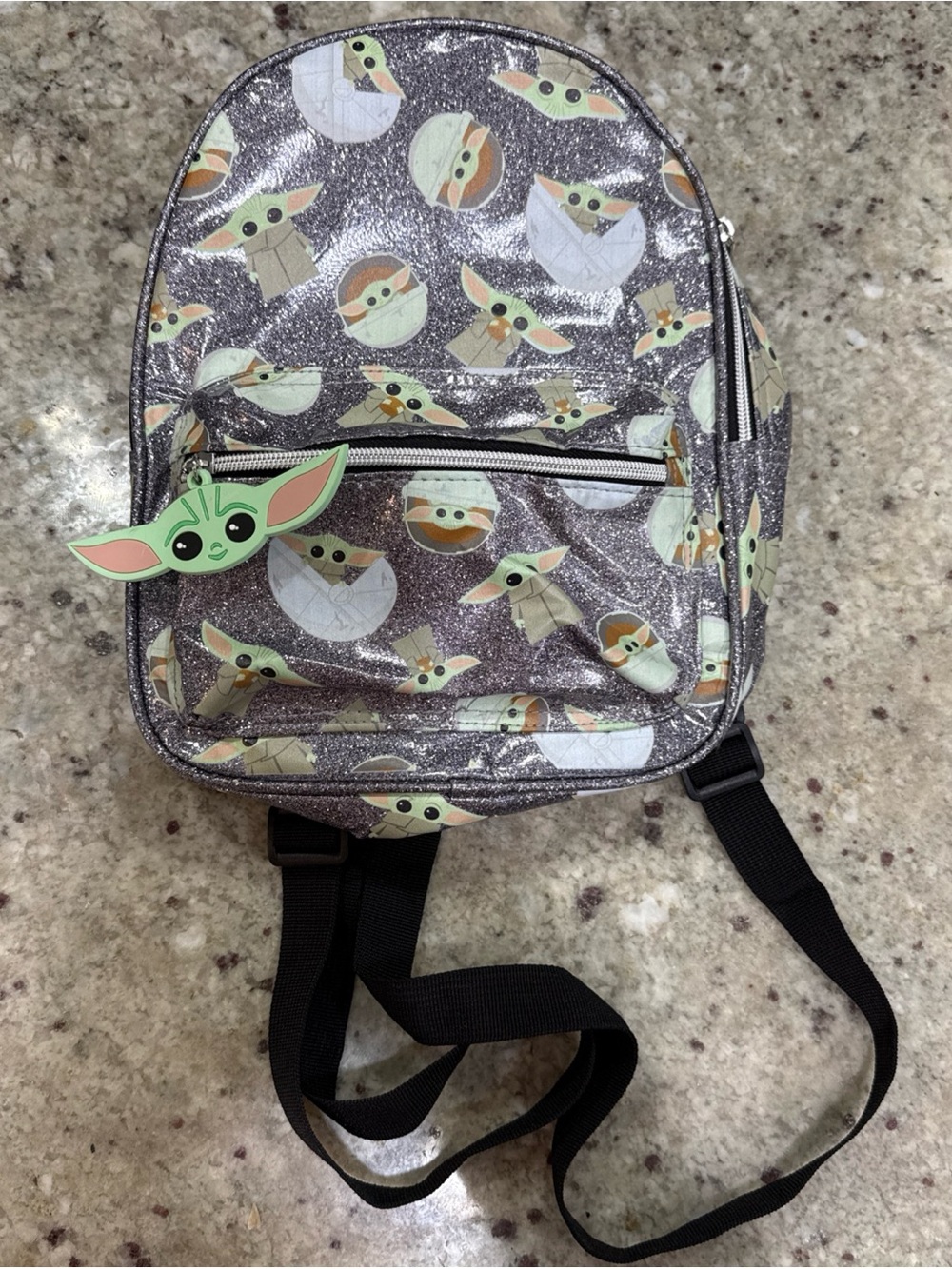 Disney Star Wars Glitter Baby Yoda Backpack - Silver Sparkle
